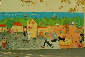 Fresque à la façon d'Albert Dubout réalisée par les enfants de l'école primaire